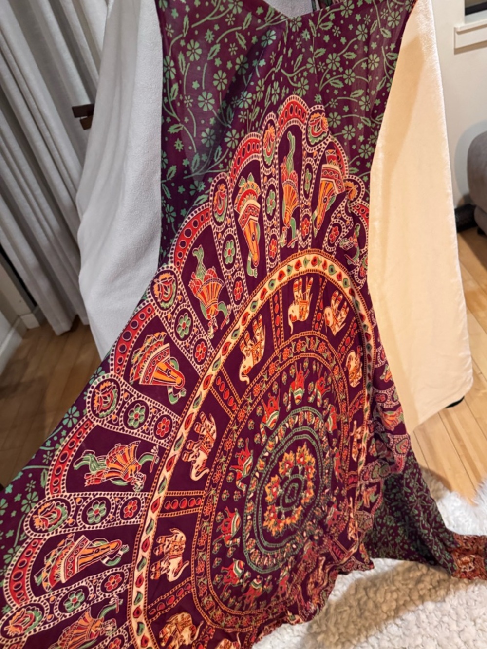 Bohemian Elephant Mandala Baggy jumpsuit  - Plum & Orange - fits almost all